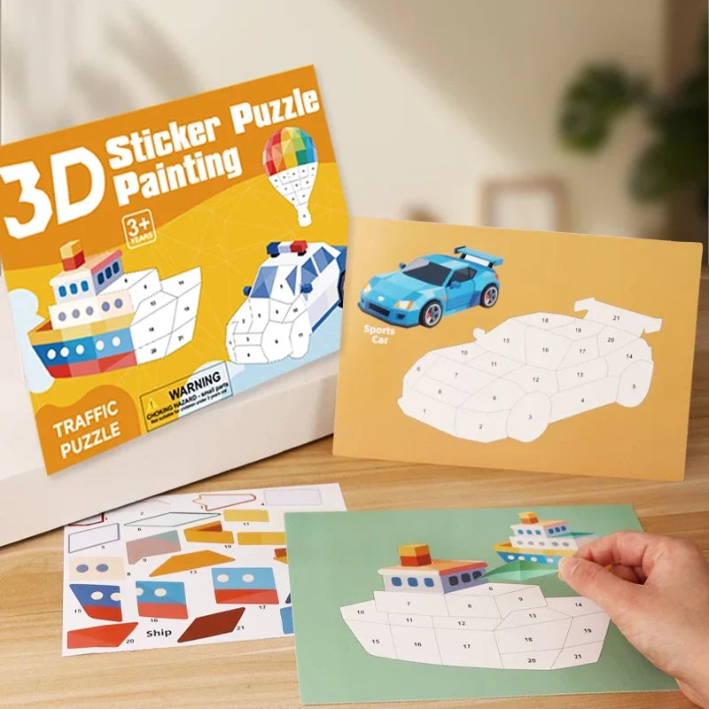 3D Number Matching Puzzle Sticker Set – DIY Art for Kids DIY Sticker Puzzle Set Qme