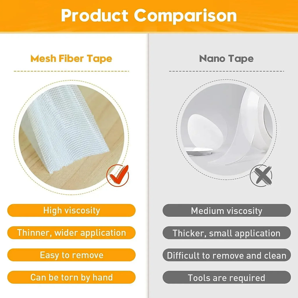 Double Sided Cloth Tape Strong Hold Yellow Mesh Grid Double Sided Tape Qme
