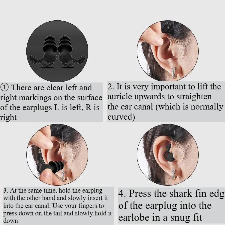 3-Layer Silicone Reusable Earplugs – Waterproof for Swimming Silicone Earplugs Qme