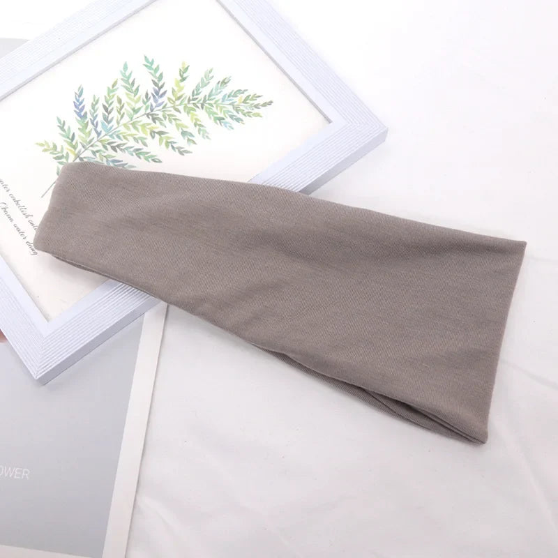 Women's Wide Knitted Cotton Sport Headband – 16 Colors Sport Headband Qme Light Grey One Size