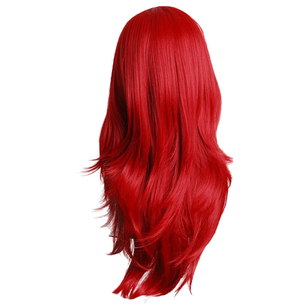 Red Wavy Curly Cosplay Wig – Long Synthetic Hair & Wig Cap Cosplay Wig Qme