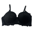 Zeriluna Lace Push-Up Underwire Bra – Detachable Straps, Deep V Push-Up Lace Bra Qst Black L