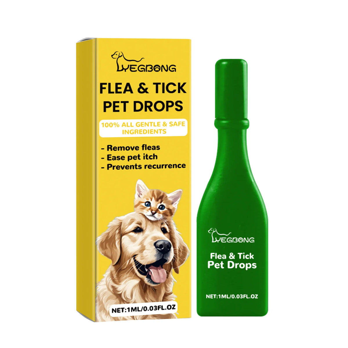 YEGBONG Cat Flea & Tick Treatment Drops | Insect Repellent Cat Flea Treatment Qst 1 ml Boxed