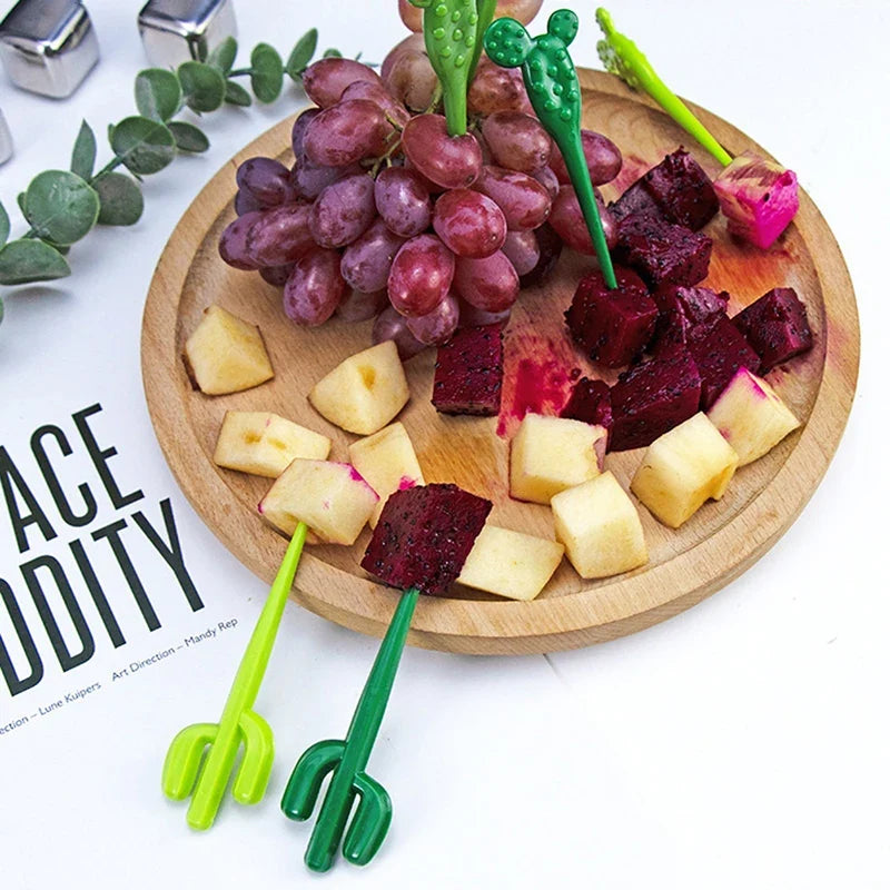 Cute Cactus Mini Fruit Forks | Bento Box Toothpick Set Mini Fruit Forks Qme