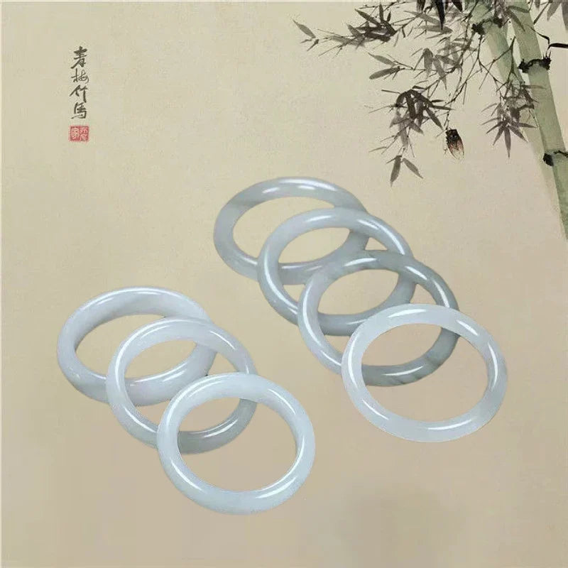 Natural Jade Stone Bracelet – Moonlight White & Emerald Women's Stone Bracelet Qme