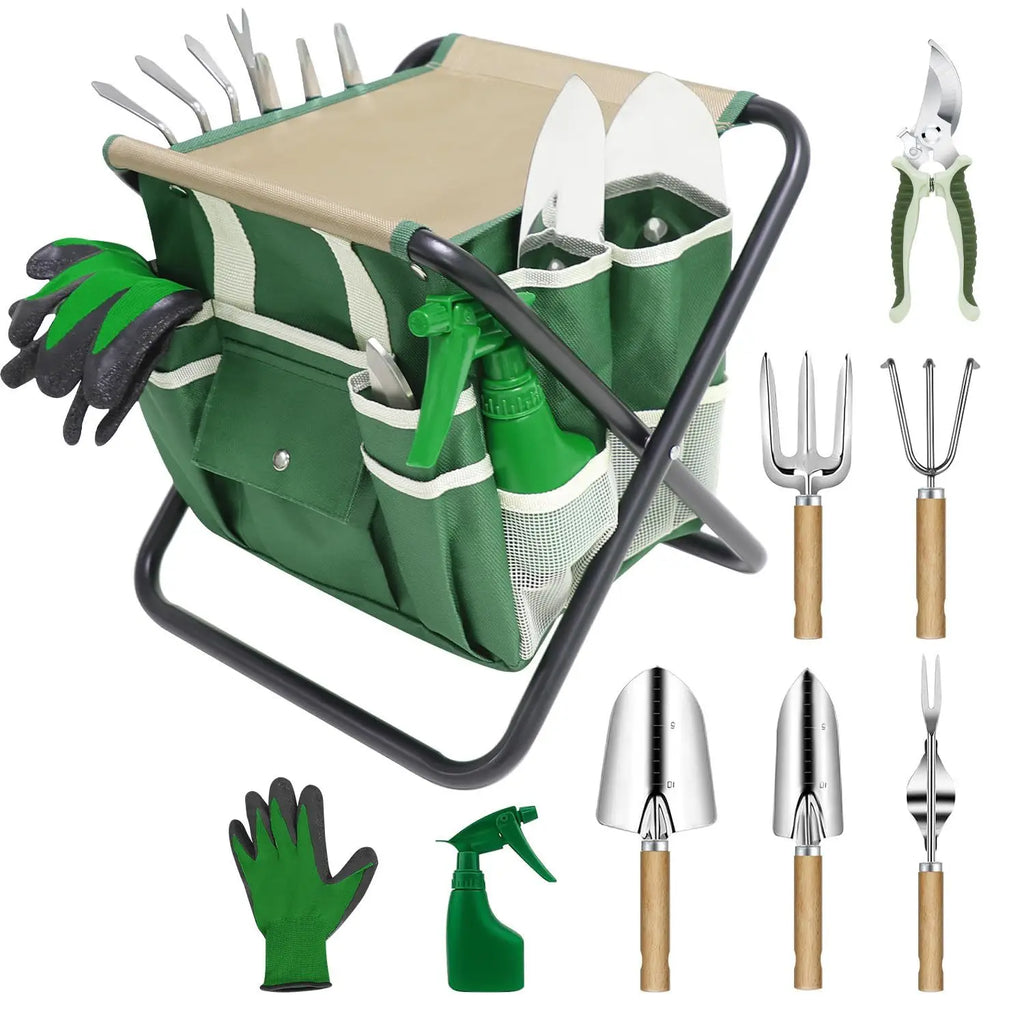 10-Piece Garden Hand Tool Set with Oxford Carry Tote Bag Garden Tool Set Qst 1Set