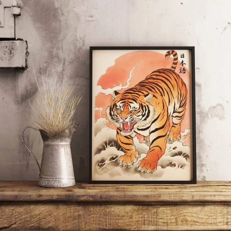Tiger & Panther Canvas Wall Art – Jungle Tropical Poster Canvas Wall Art Qst