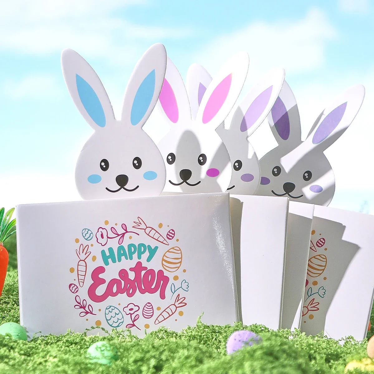 5-Piece Easter Bunny Greeting Cards – Colorful Holiday Party Set Easter Greeting Cards Qme