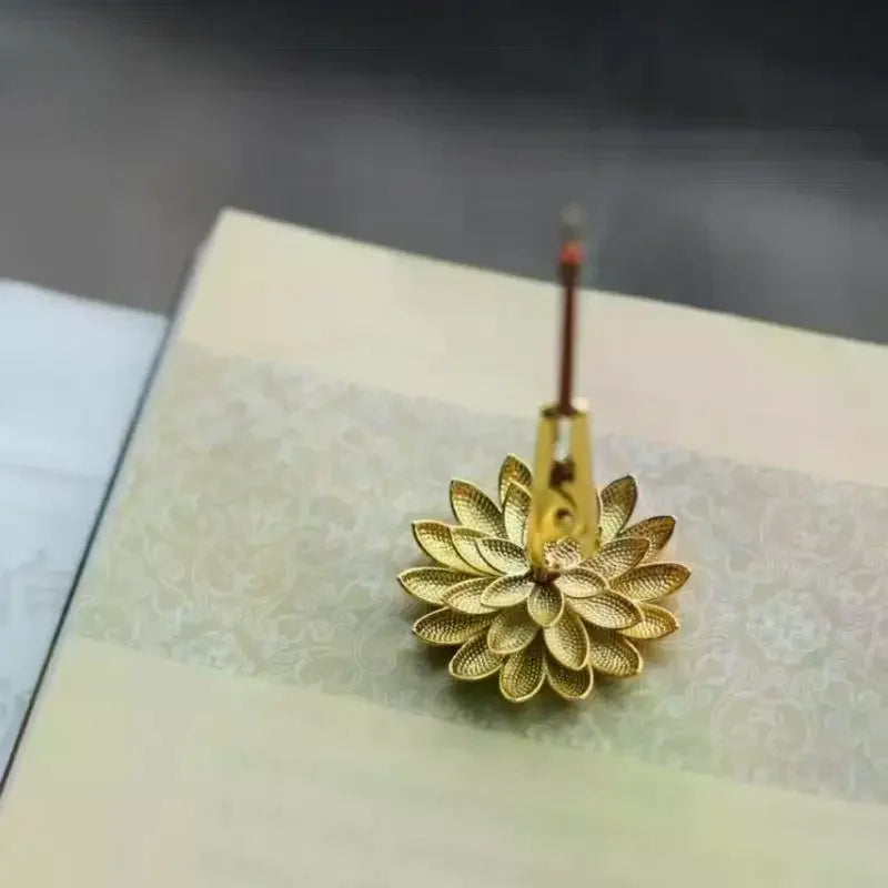 Mini Lotus Incense Stick Holder & Cone Burner – Metal Censer Incense Burner Qme