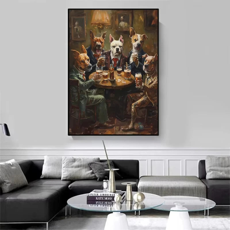 Retro Animals Tavern Beer Canvas Wall Art – Unframed Poster Canvas Wall Art Qst