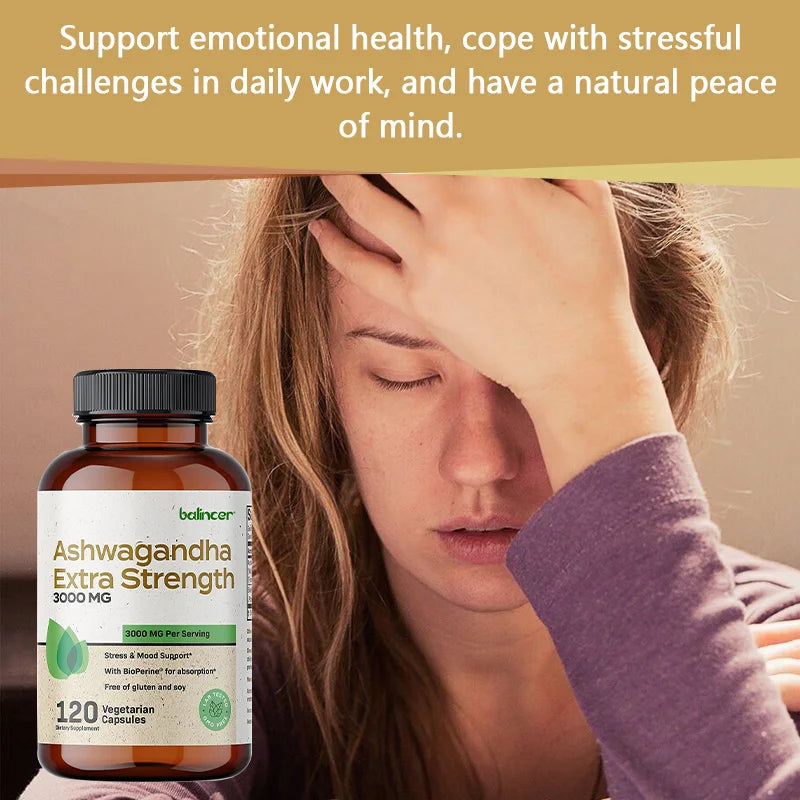 Ashwagandha 3000mg Capsules with Black Pepper | VITALXTRA Herbal Supplement Qst