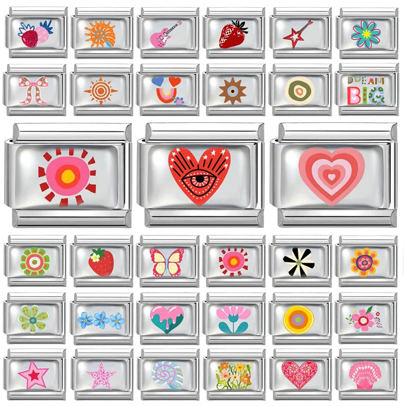 Fashion Pattern Bead Charms for Italian Charm Bracelets – 32 Colors Bracelet Charm Qme