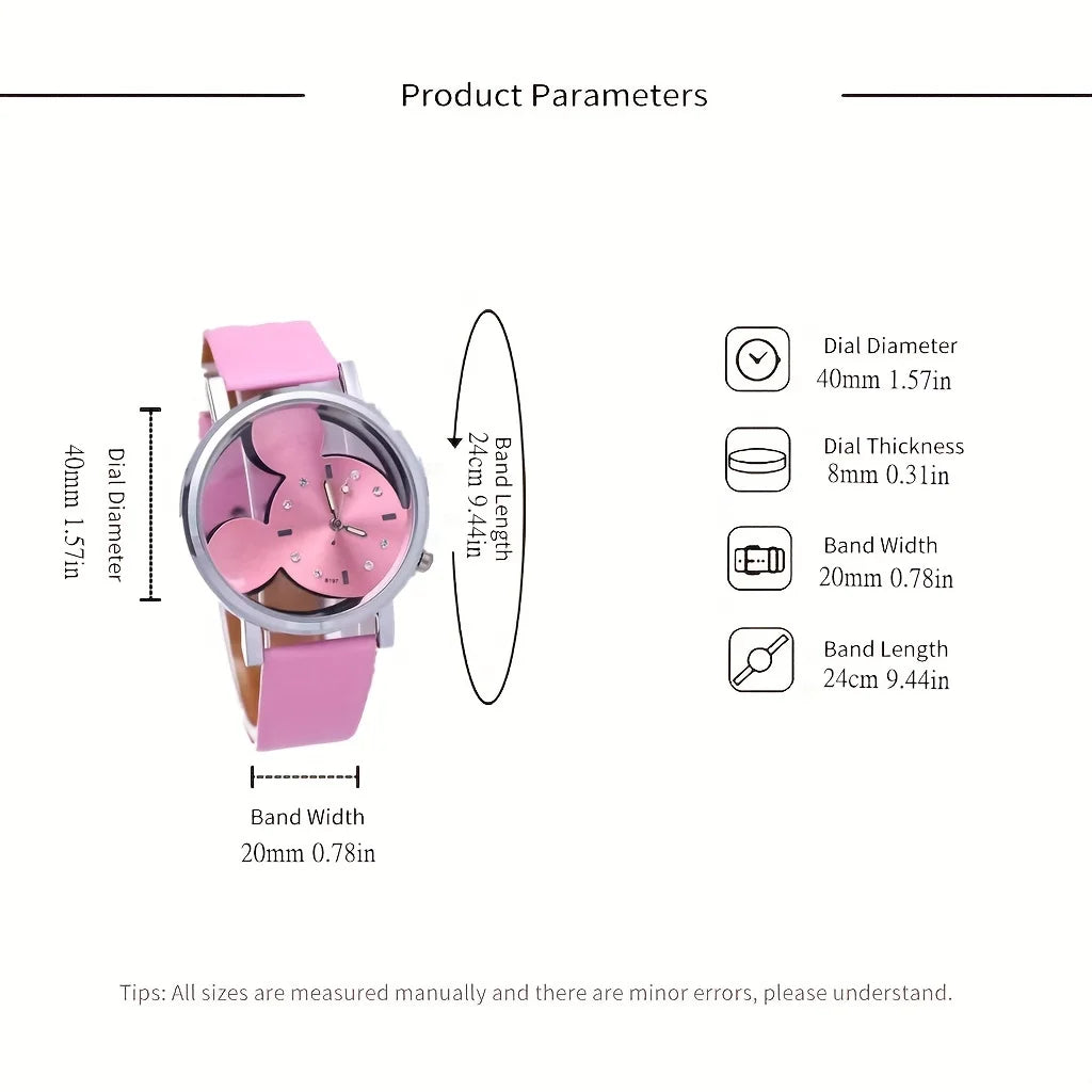 Kids Girls Cute Cartoon Quartz Wristwatch – PU Strap Kids Quartz Watch Qme