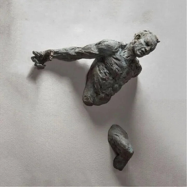 3D Through-Wall Figure Resin Sculpture | Wall Art Decor Wall Sculpture Decor Qme