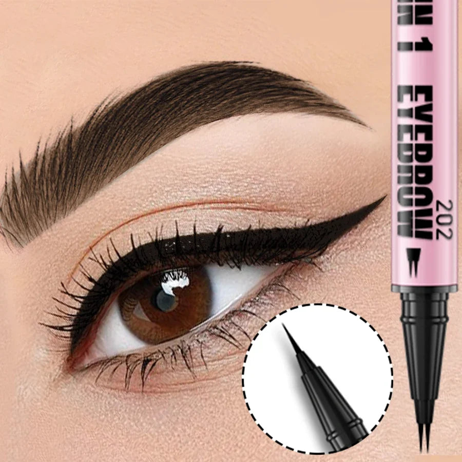 Waterproof Double-Ended Eyebrow Pen & Eyeliner – 4 Colors Eyebrow Pen & Eyeliner Qme