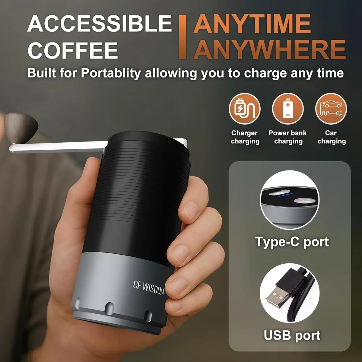 Dual Mode Manual & Electric Coffee Bean Grinder | Adjustable Grind Coffee Bean Grinder Qme