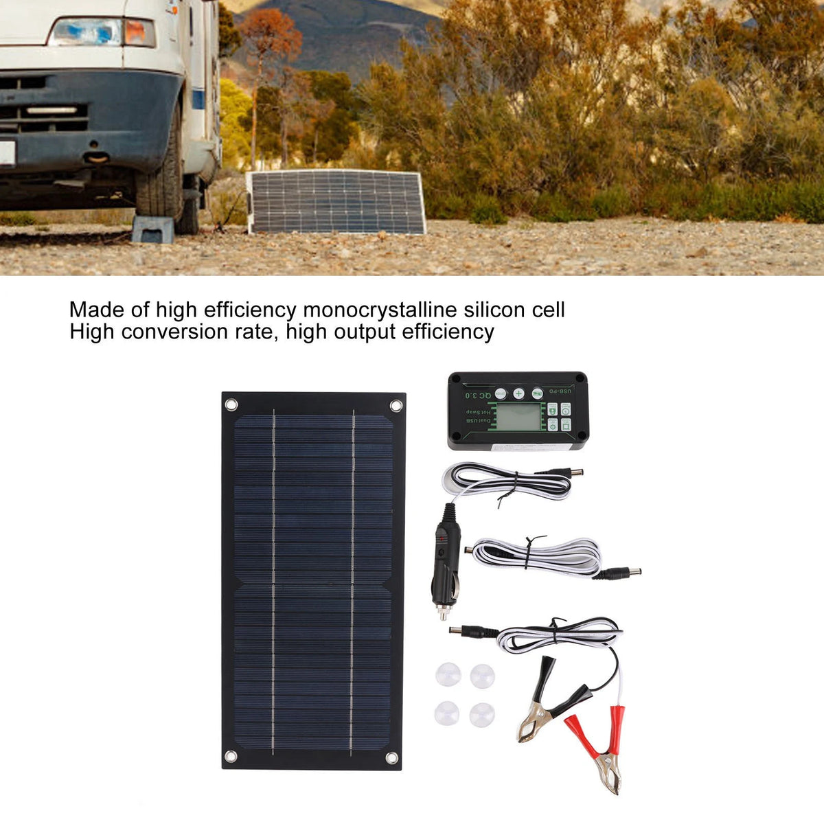 Portable Monocrystalline Solar Panel Kit – 100A Controller for RV Solar Panel Kit Qst
