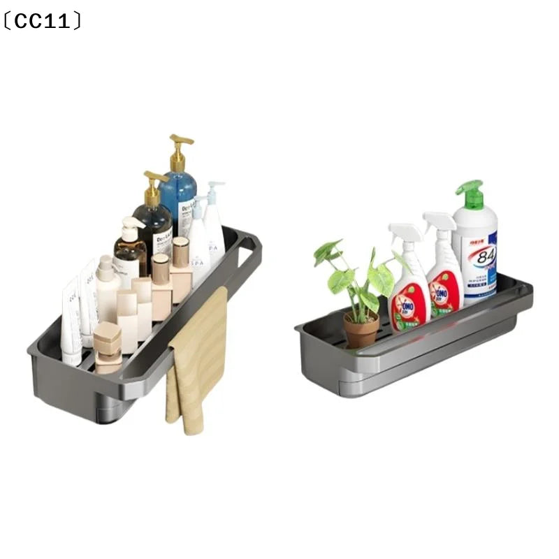 No-Drill Sink Caddy Sponge Rack & Dish Soap Towel Bar Sink Caddy Organizer Qme