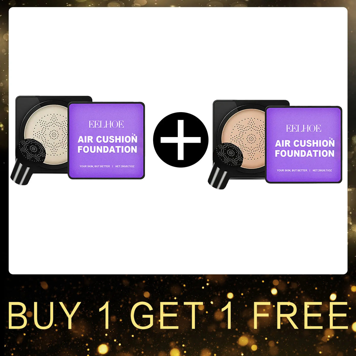 EELHOE Mushroom Head Air Cushion Foundation – Full Coverage Air Cushion Foundation Qst 2 color in 1 set