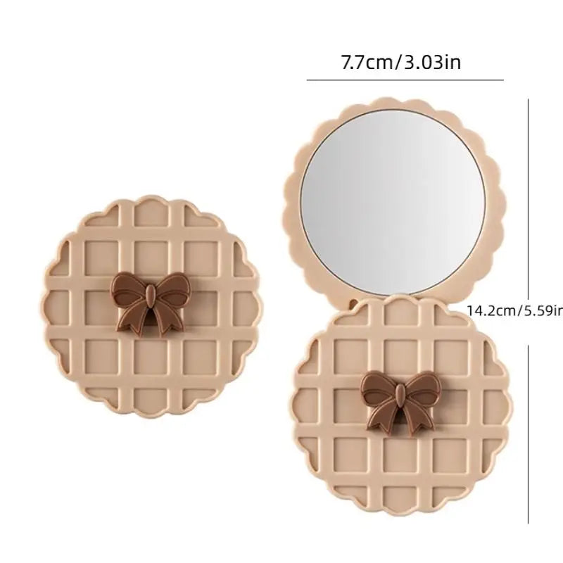 Double-Sided Waffle Compact Pocket Makeup Mirror Slide Cover Compact Makeup Mirror Qst