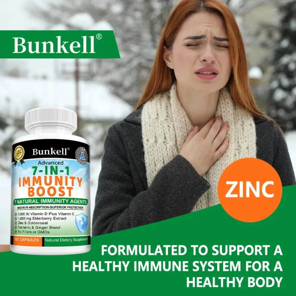 7-in-1 Immune Support Supplement – Zinc, Vitamin C, D3, Elderberry Immune Support Supplement Qst