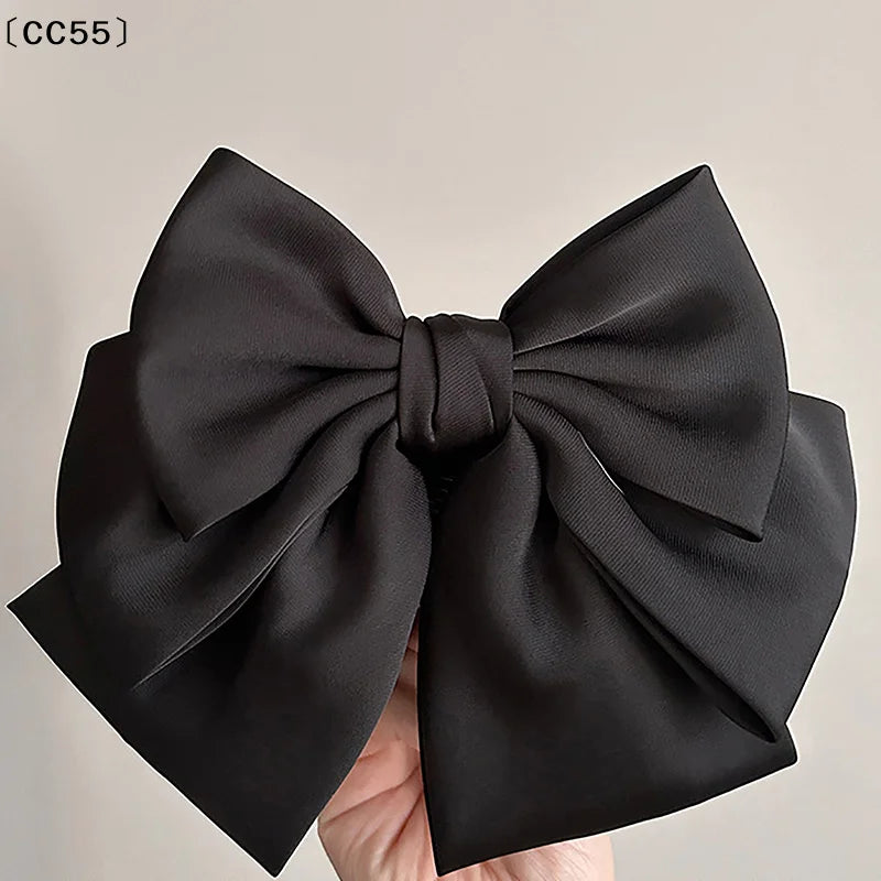 Elegant Satin Bow Hair Clip – Retro Spring Clip for Women Bow Hair Clip Qst