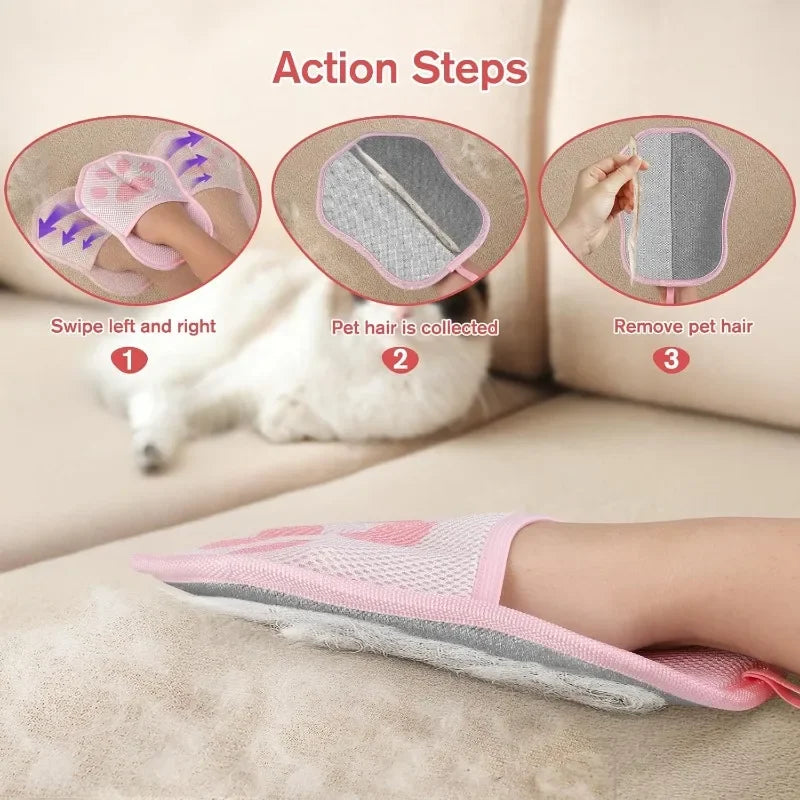 Reusable Pet Hair Removal Gloves for Dogs & Cats Pet Hair Remover Glove Qme