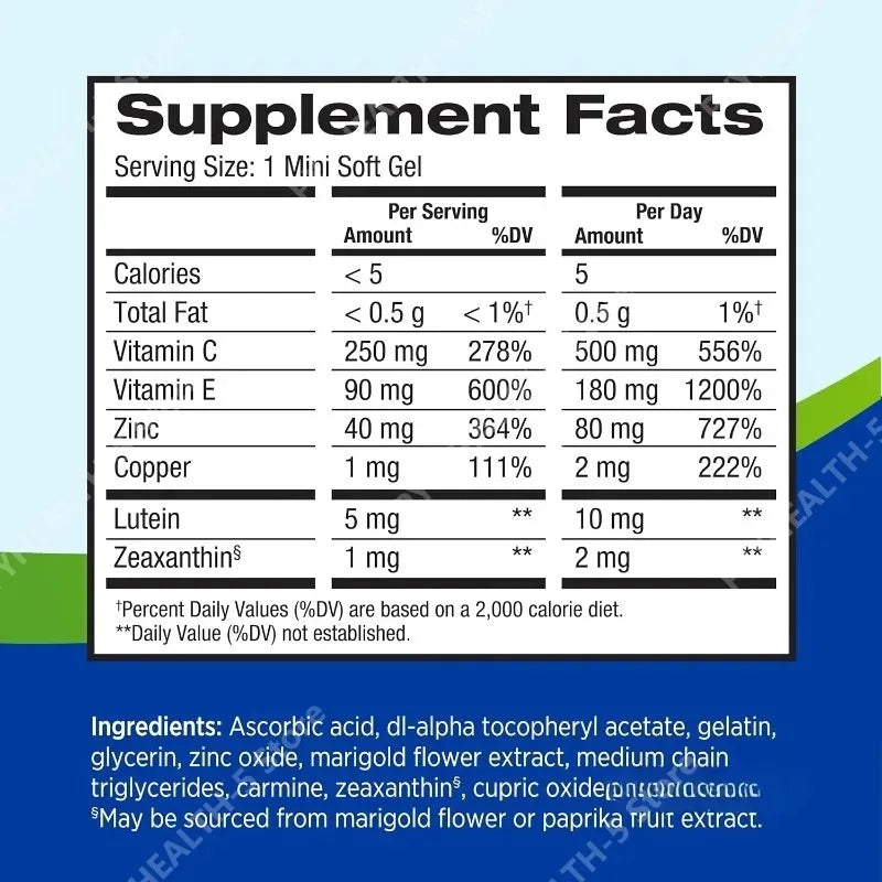 Eye Vitamins Lutein Zeaxanthin Vitamin C E Zinc 120 Softgels Eye Vitamin Supplement Qst