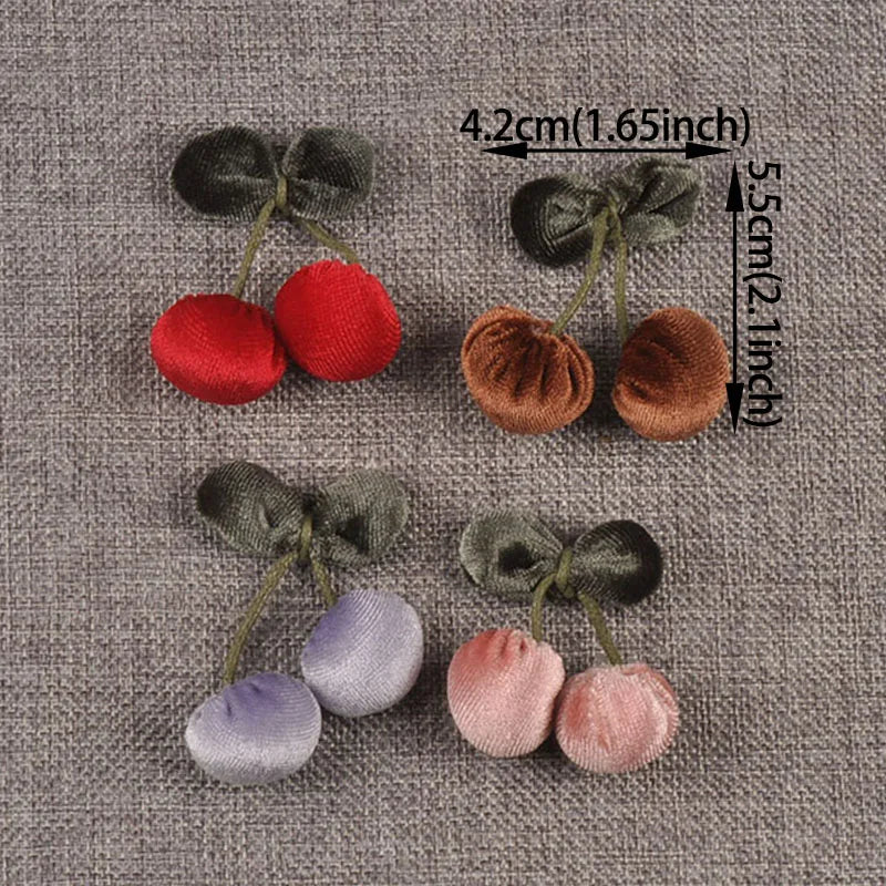 Cute Cherry Fabric Appliques for DIY Hair Accessories – 4pcs Fabric Appliques Qme