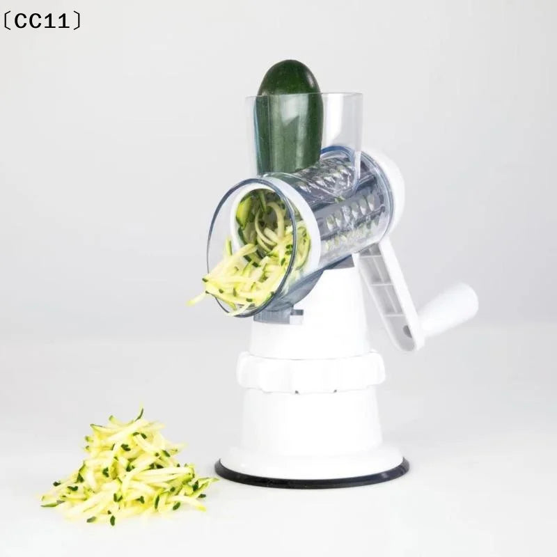 Manual Rotary Cheese Grater – 3 Interchangeable Stainless Blades Rotary Cheese Grater Qme