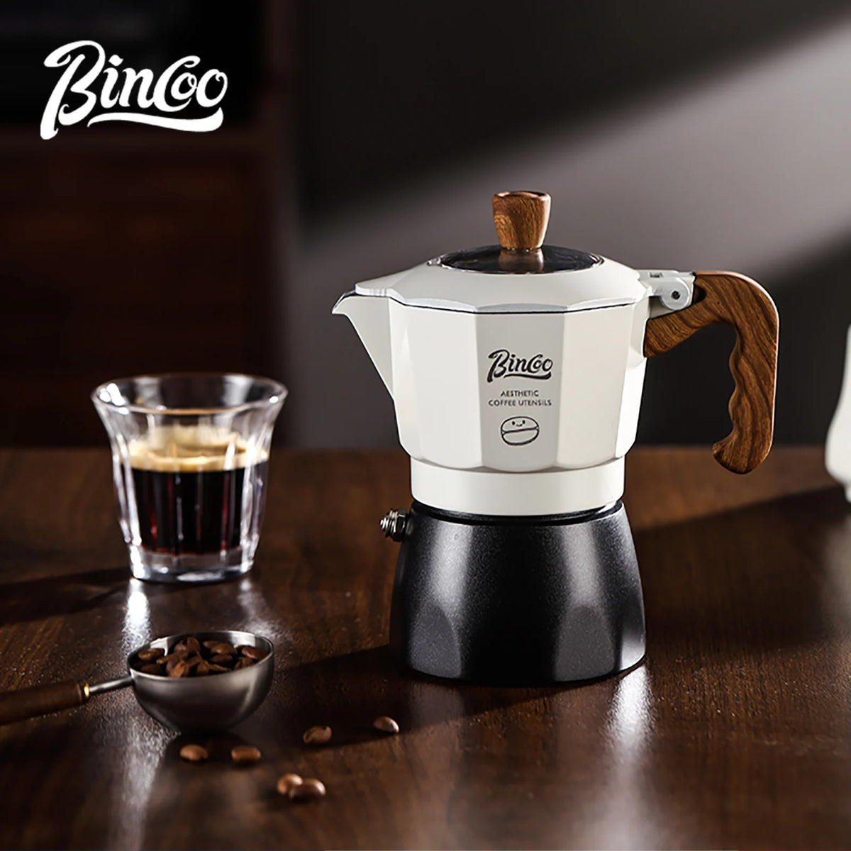 Bincoo Dual Valve Moka Pot Set with Heater – Portable Espresso Moka Pot Set Qst