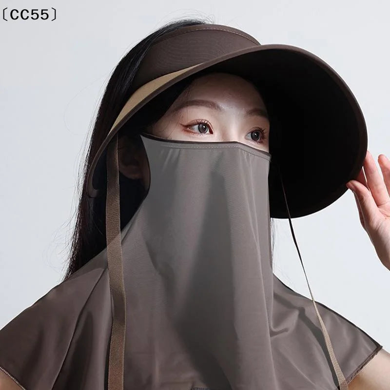 Women's Wide Brim Straw Sun Hat with Removable Shawl Wide Brim Sun Hat Qst