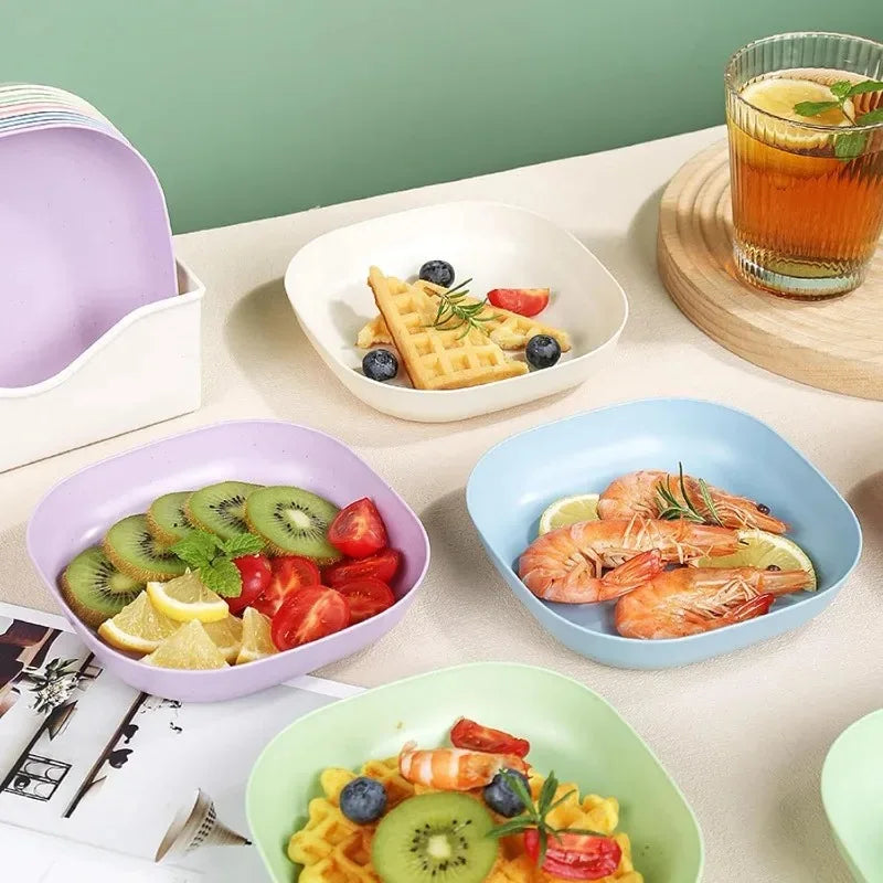 Food Grade Plastic Square Plate Set – Lightweight Tableware Plastic Plate Set Qme