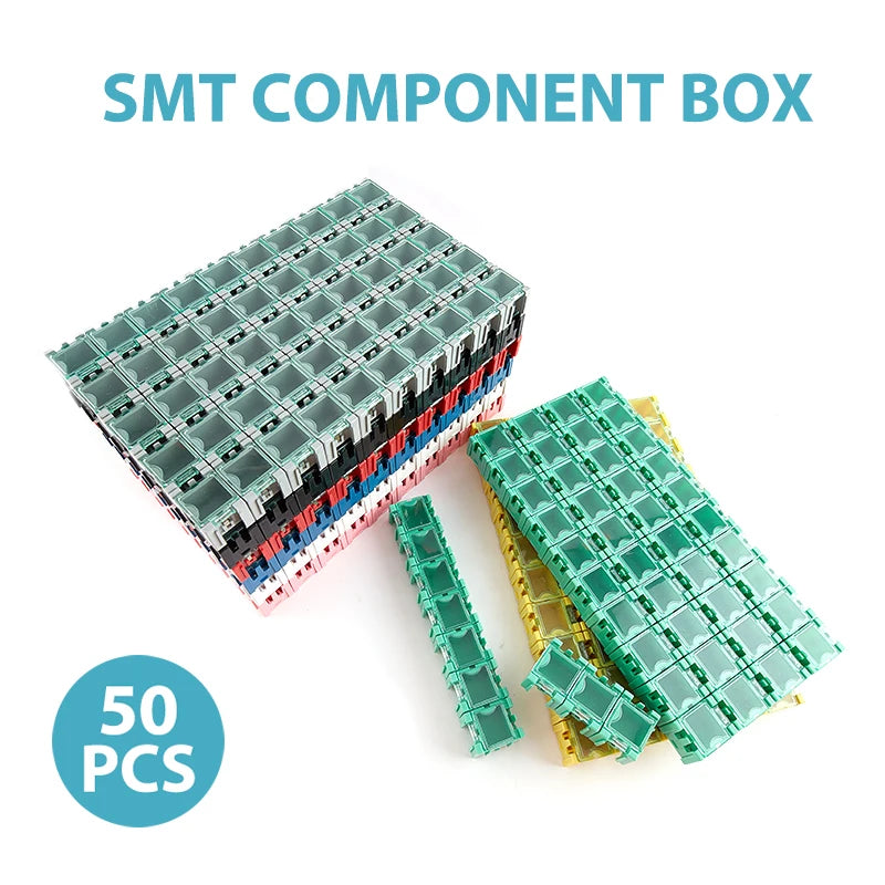 50-Piece SMD SMT Component Mini Storage Box Kit – Plastic Component Storage Kit Qst