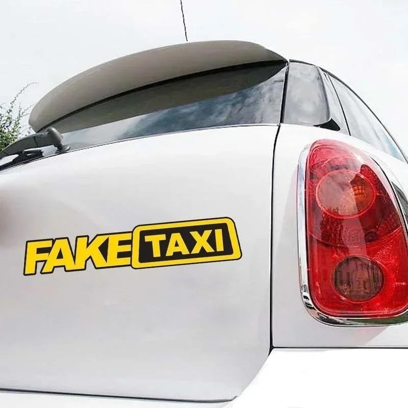 Funny Fake Taxi Car Window Sticker – Creative Vinyl Decal Car Window Decal Qme