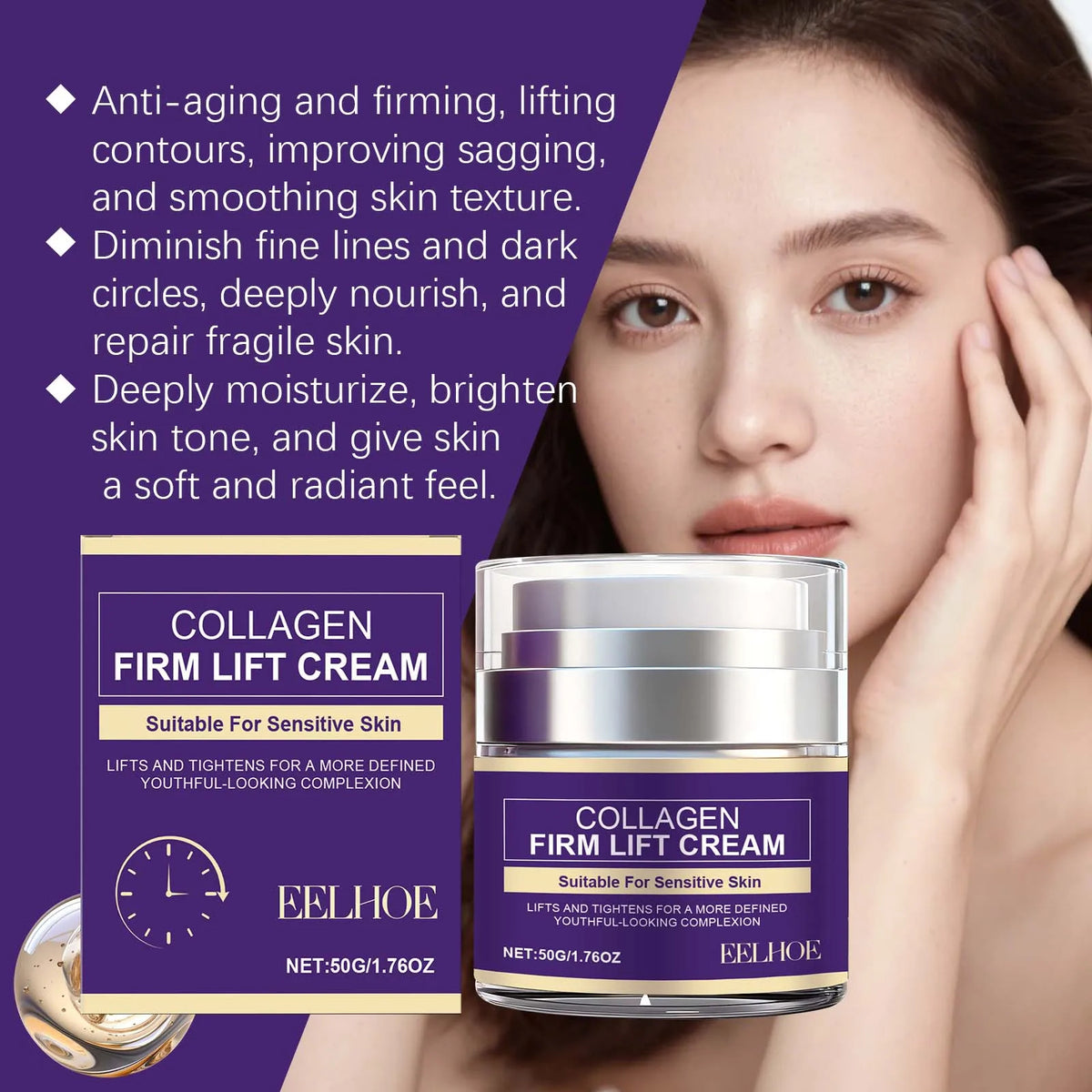 Eelhoe Collagen Firming Cream – Nourishing Face Moisturizer Collagen Face Cream Qst