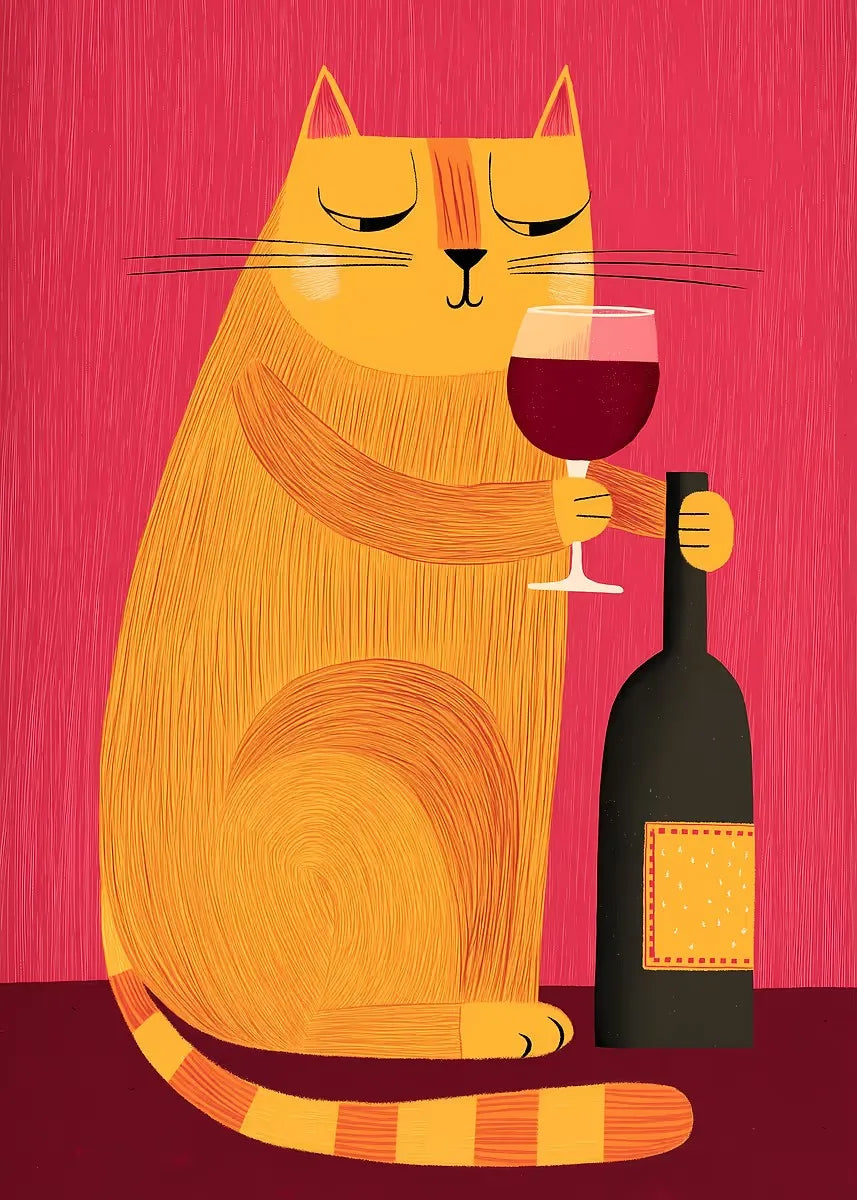 Black Cat Wine Canvas Wall Art – Modern Kitchen Decor Print Canvas Wall Art Qst 9 50X70cm No Framed
