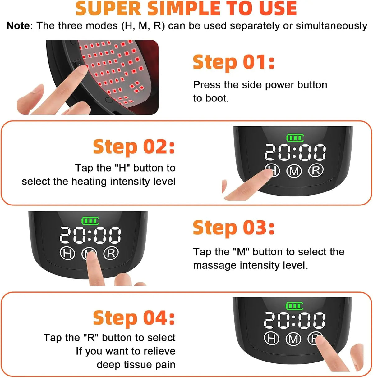 Jitesy Knee Massager 880nm Red Light Therapy Cordless Heat Red Light Knee Massager Qst