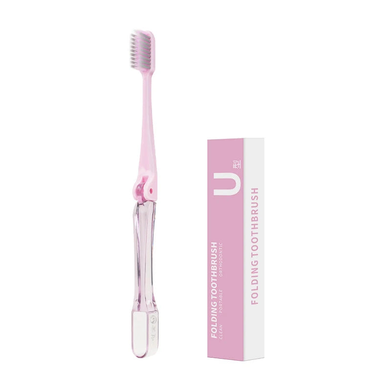 Silver Ion Folding Orthodontic Toothbrush – U-Shape Soft Bristle Orthodontic Toothbrush Qst Pink