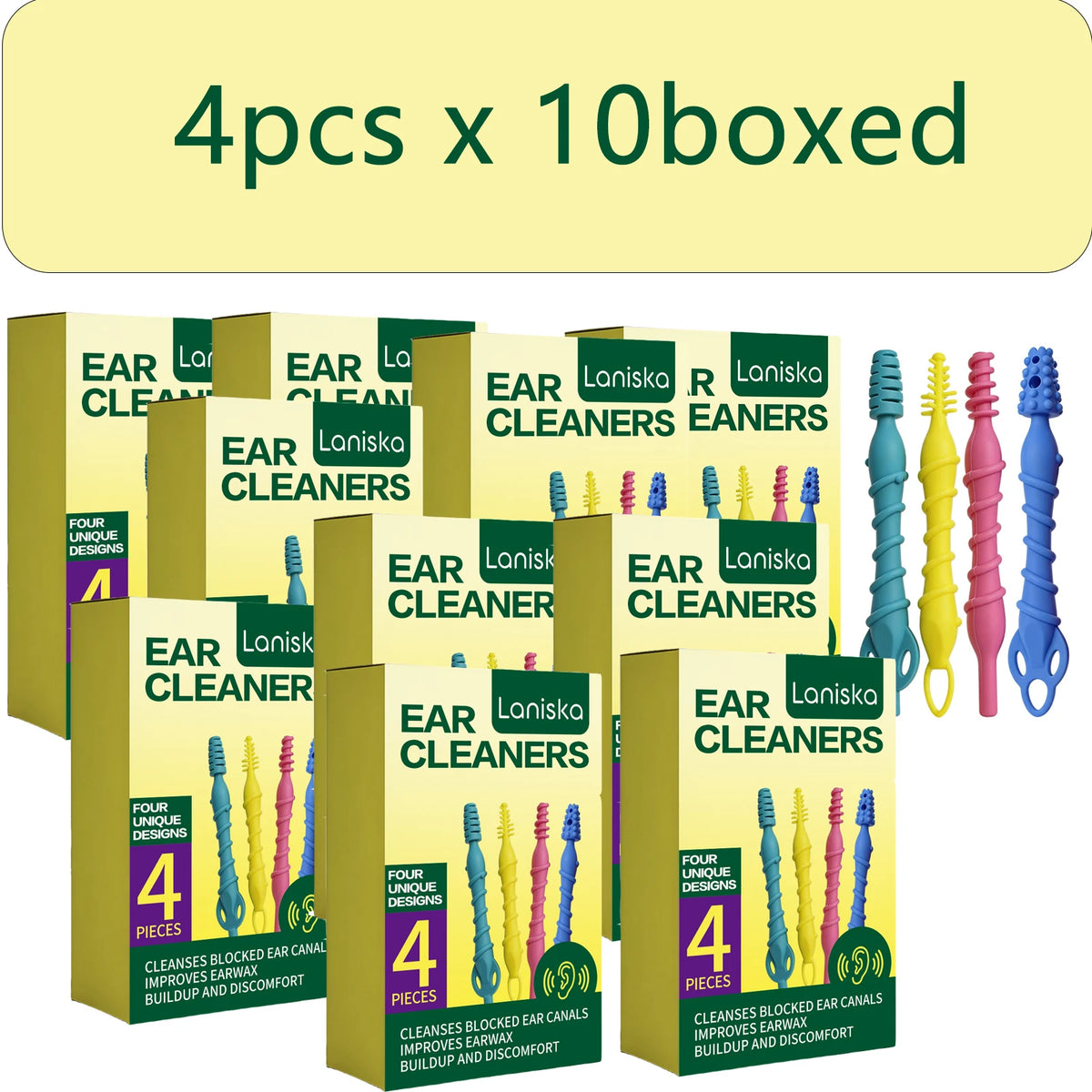 Soft Silicone Spiral Ear Cleaning Tools – Colorful Set Ear Cleaning Tool Qst 4pcs x 10boxed