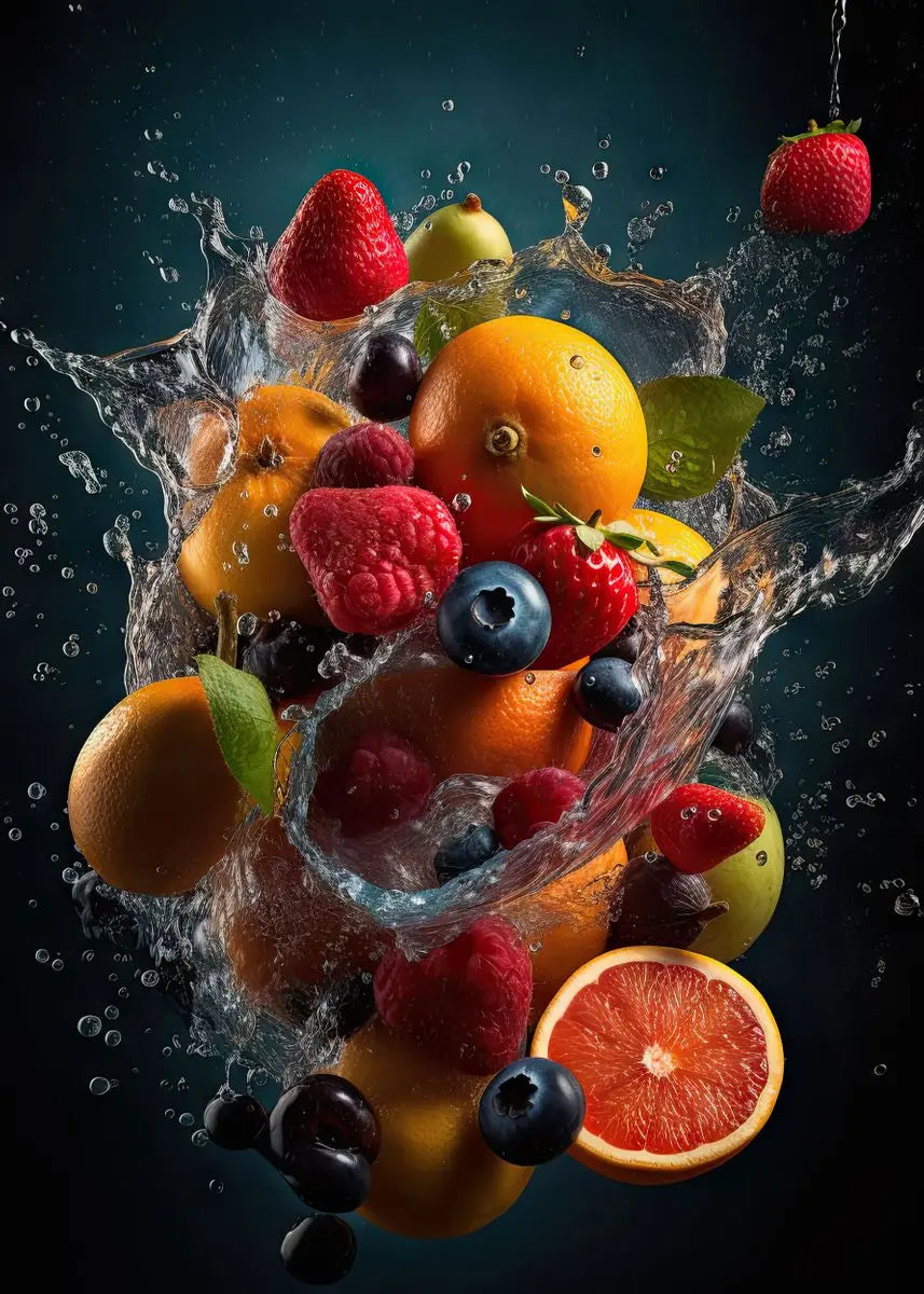Fresh Fruits Water Splash Canvas Wall Art – Kitchen Print Canvas Wall Art Qst 8 30x40cm Unframed