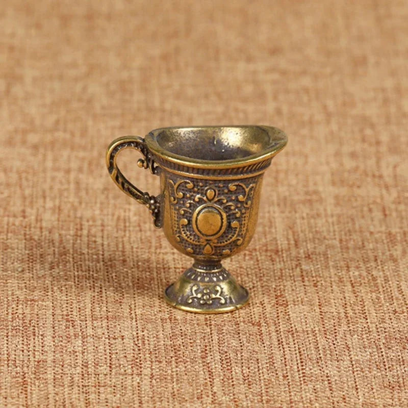 Antique Brass Buddha Mini Teacup Bucket Copper Charm Pendant Decorative Brass Charm Qme