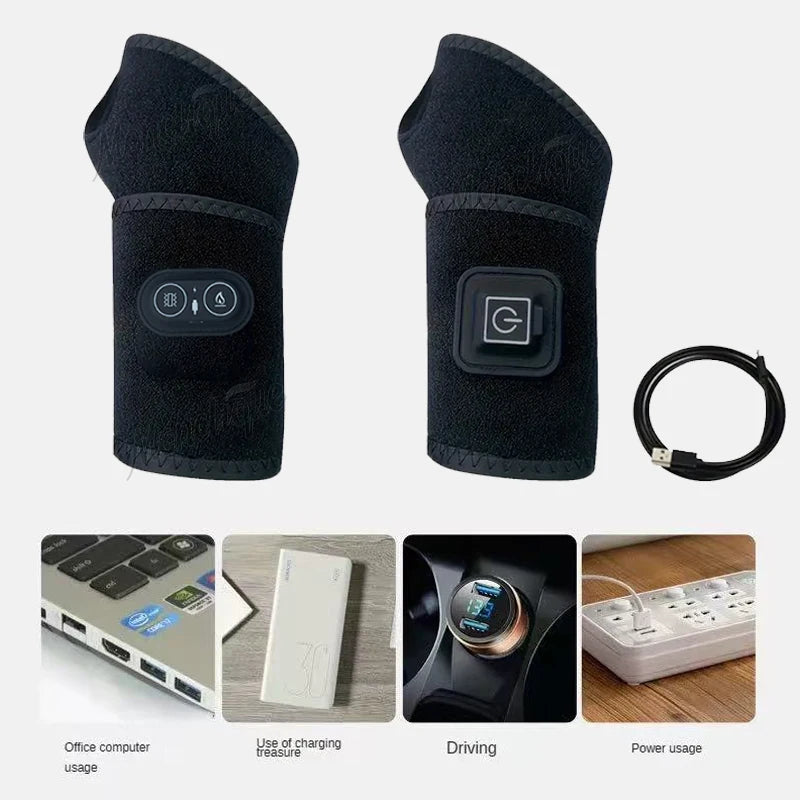 USB Electric Heated Wrist Massager – 3-Level Warmth Wrap Wrist Massager Qst