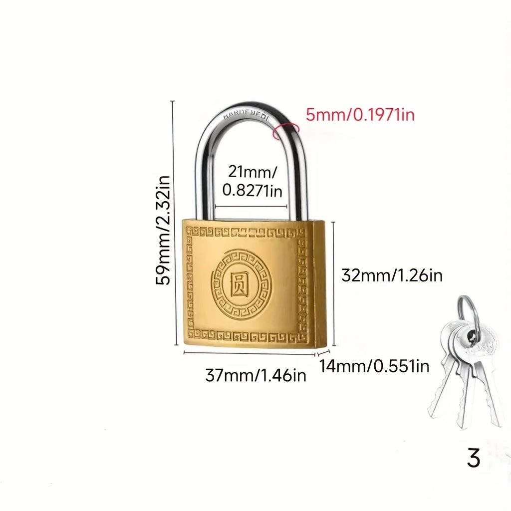 Vintage Brass Padlock Heavy Duty Lock with 2 Keys | Anti-Rust Brass Padlock Qme