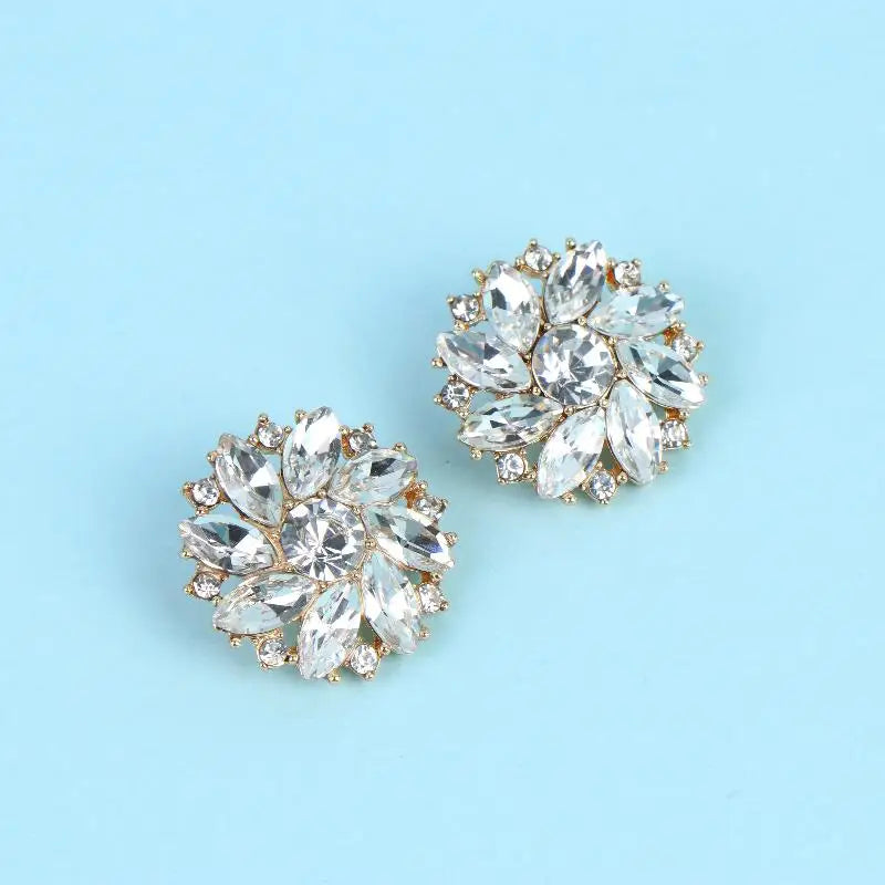 Rhinestone Flower Metal Buttons – Sparkling Decorative 2/4 Pcs Decorative Sewing Buttons Qst gold 2pcs
