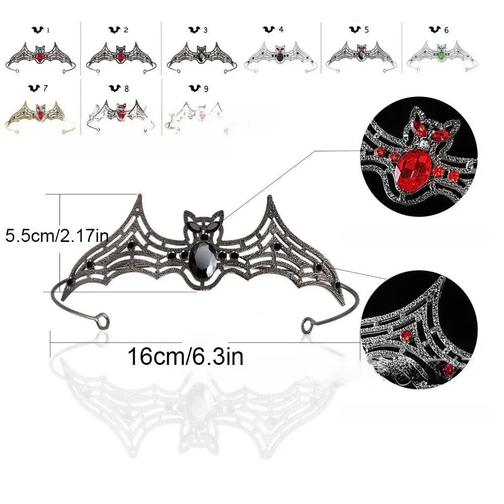 Halloween Bat Hairband – Sparkling Multicolor Rhinestone Halloween Hair Accessory Qme