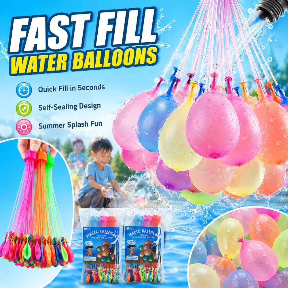 Fast-Fill Water Balloons 111 Pcs – Pool, Beach & Party Fun Water Balloon Set Qme
