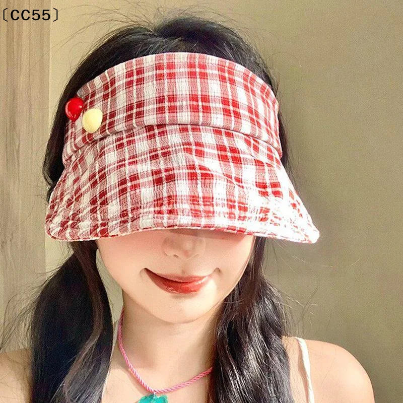 Women's Checkered Ponytail Visor Cap – Sun Protection Hat Women's Visor Cap Qst