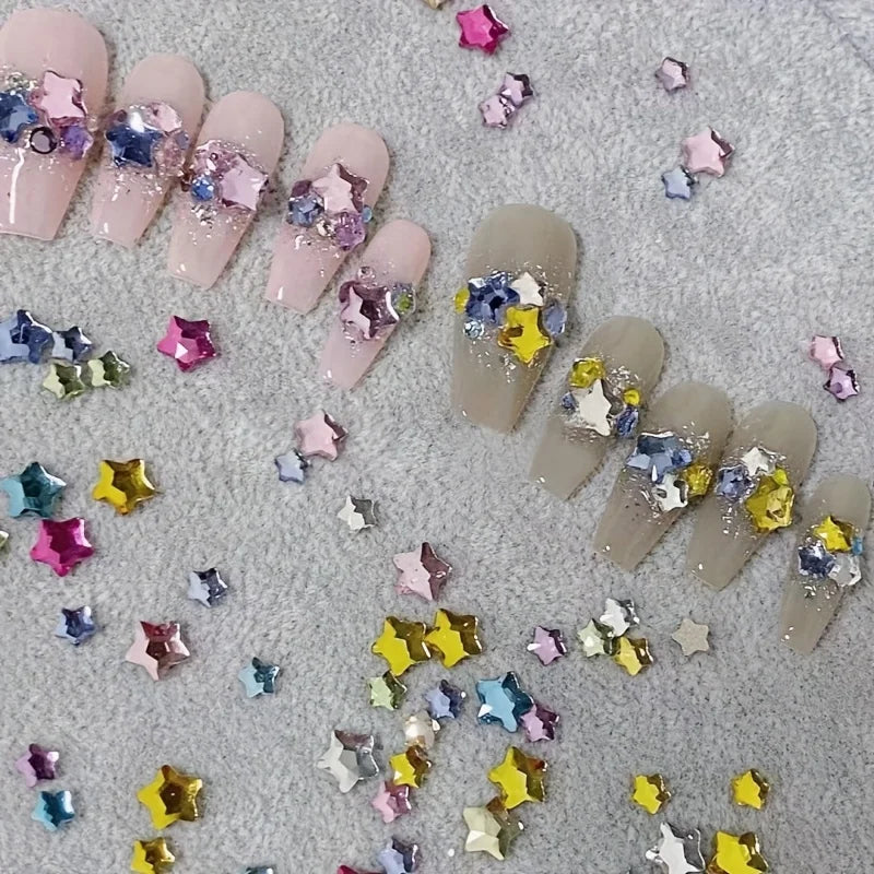 Star Flatback Rhinestone Crystal Nail Charms – 50pcs DIY Art Nail Art Charms Qme