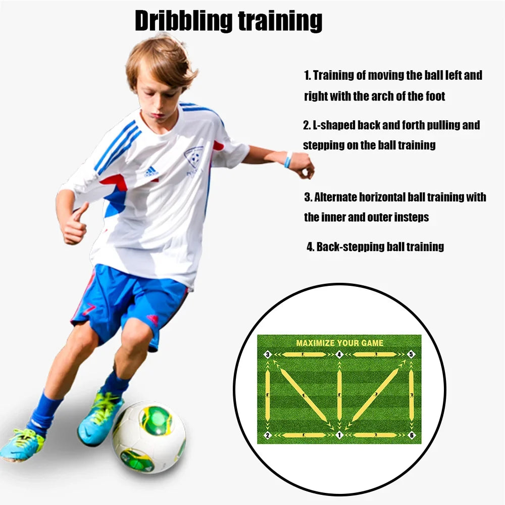 Kids Football Training Mat – Soccer Dribbling Rug 60x90cm Soccer Training Mat Qme